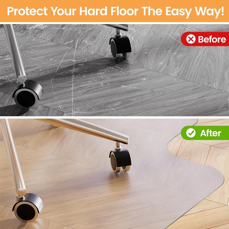 Yecaye Desk Chair Mat for Hardwood Floor, Office PVC Computer Chair Mat, Floor Protector for Rolling Chairs (Transparent, 48" x 60") - Image 3